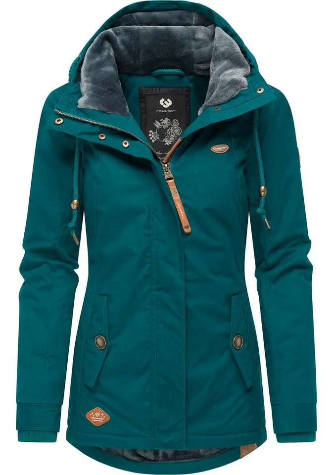 ragwear ragwear Winterjacke Monade Damen Winterparka mit Kapuze und m. Fleece gefüttert, Grau|grün, – Produktbild 2 von 4