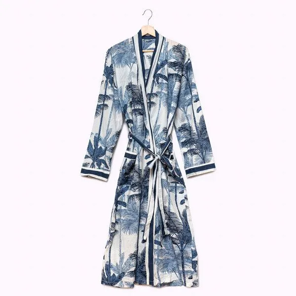 KIKOONI KIKOONI Baumwoll Kimono Cozy K, Blue jungle, – Produktbild 3 von 4