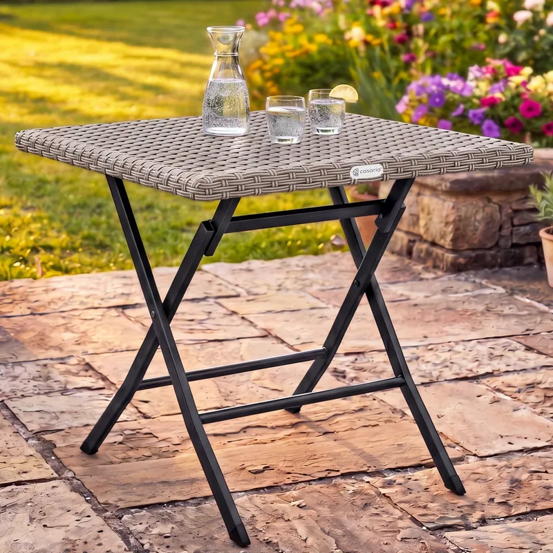Casaria® Polyrattan Klapptisch Rom Creme 75x65x65cm – Produktbild 2 von 2