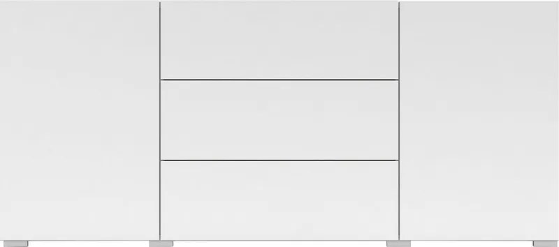 Home affaire Sideboard Ava, Breite 140 cm, hängend und stehend montierbar, moderne grifflose Kommode, Schubladenschrank, 2Türen/3Schubkästen, Weiß, – Produktbild 4 von 5
