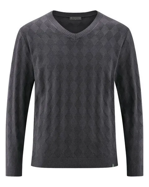 HempAge HempAge Herren Herren Pullover V-Ausschnitt Hanf Bio Baumwolle, Anthrazit, – Produktbild 2 von 3