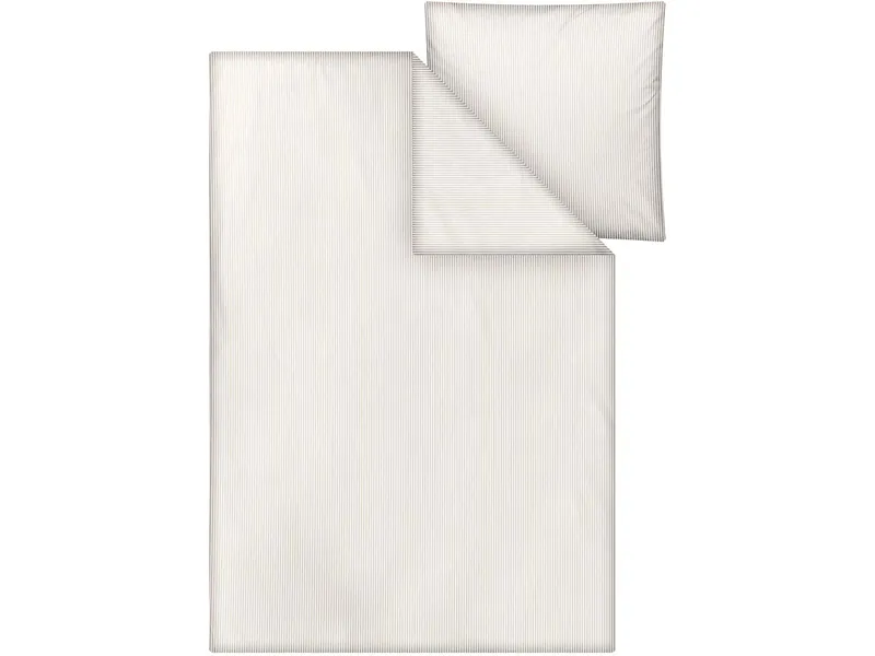 MELA Perkal Bettwäsche Set MAJULI Stripes | von MELA | Fairtrade & GOTS zertifiziert, Birke / naturweiss gestreift, – Produktbild 1 von 5