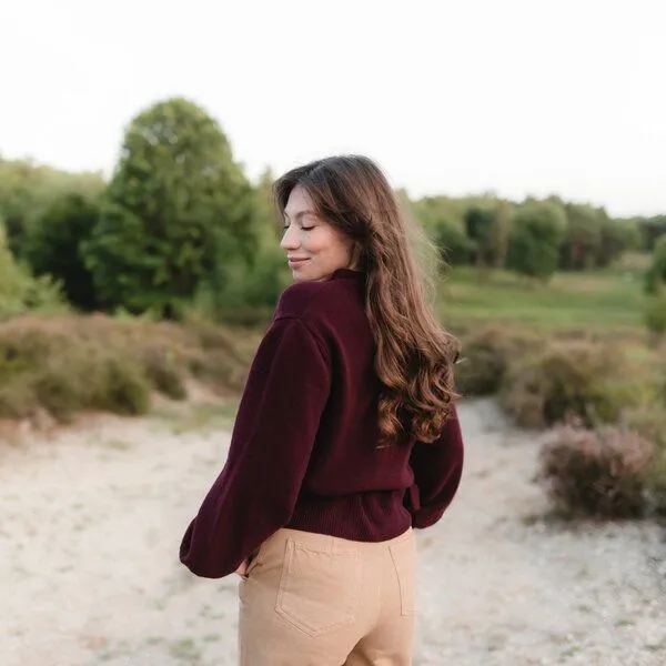 NORDLICHT NORDLICHT Wickelcardigan Mona, Cherry (rot), – Produktbild 3 von 4