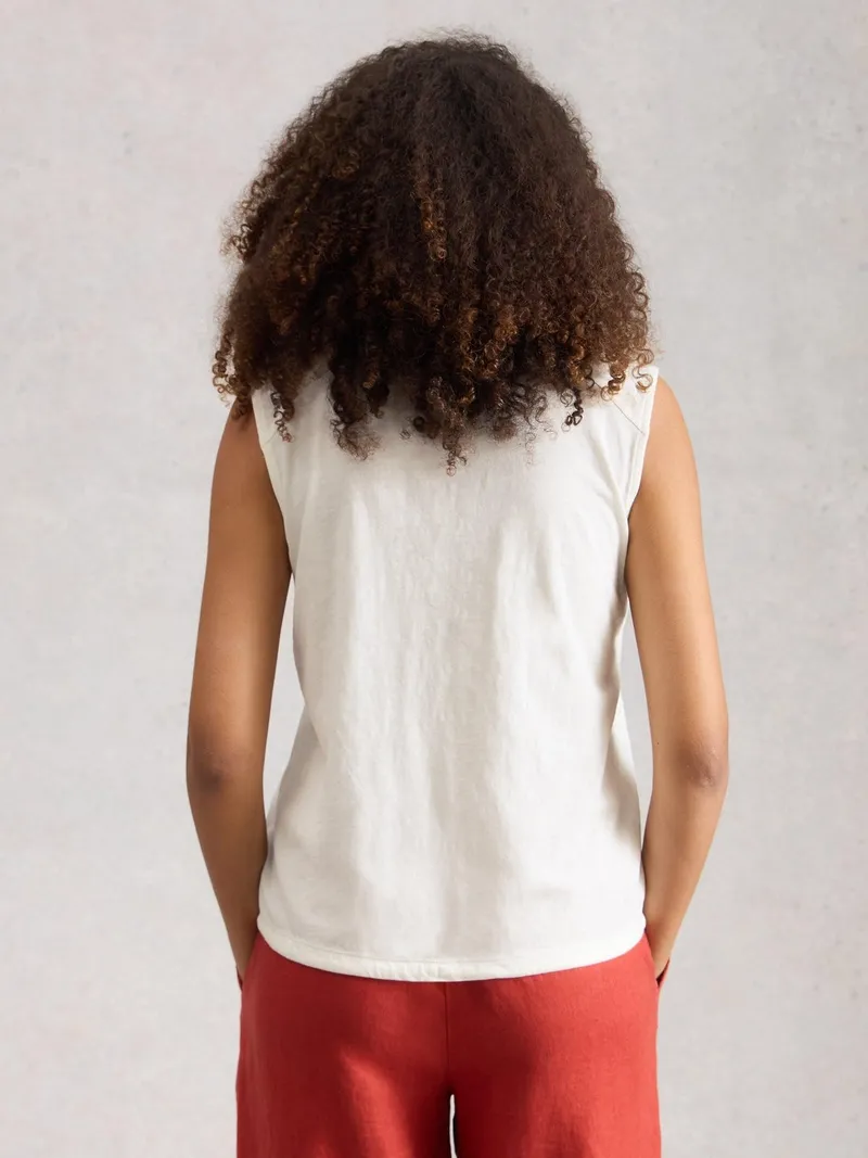 White Stuff Ärmellose Bluse Peony - 50, Reines weiß, – Produktbild 4 von 4