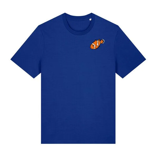 Spangeltangel Spangeltangel T-Shirt bedruckt, "Clownfisch", nachhaltig, Biobaumwolle, Brustprint, Herren, Männer, bio, Tiere, Fische, Meer, Ozean, Blau, – Produktbild 1 von 2