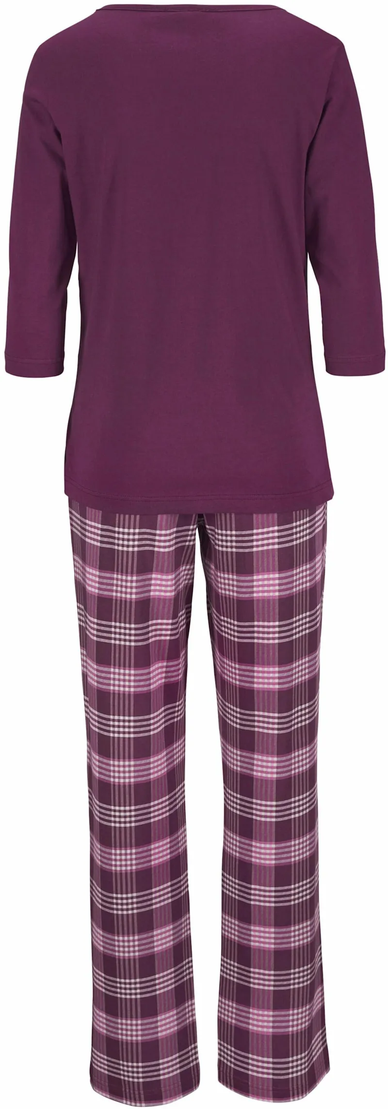Vivance Dreams by Lascana Pyjama rosa-kariert, bordeaux-kariert, Rosa-kariert, bordeaux-kariert, – Produktbild 3 von 3