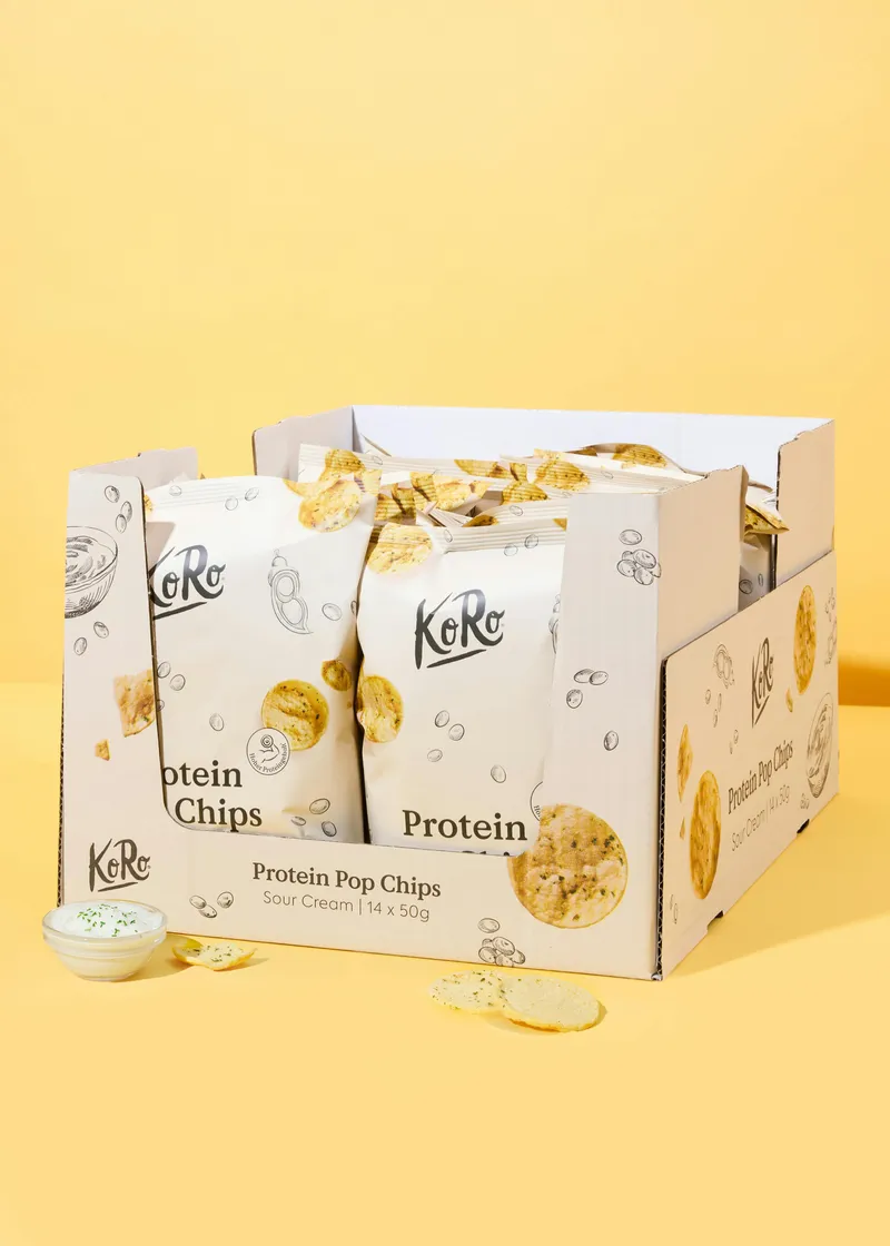 KoRo Protein Pop Chips mit Sour Cream 14 x 50 g – Produktbild 1 von 5