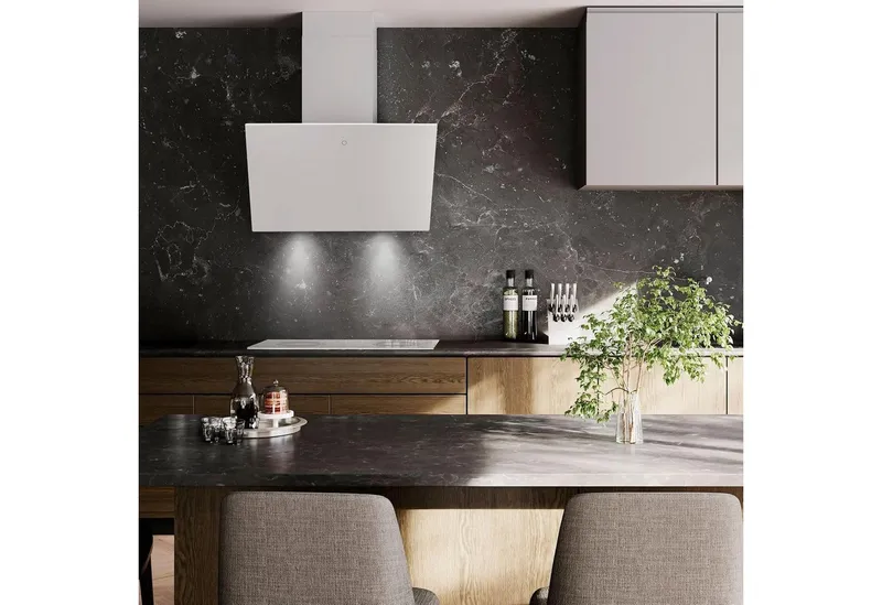SNDOAS Wandhaube Dunstabzugshaube 60cm, kopffrei, mit 700 m³/h starker Saugleistung Touchscreen & LED, 3 Stufen, Abluft/Umluft, Energieklasse A++, Weiß, – Produktbild 4 von 5
