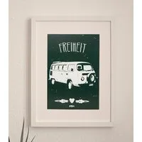 päfjes päfjes Freiheit - Bus Poster A4, Dunkelgrün, – Produktbild 1 von 1