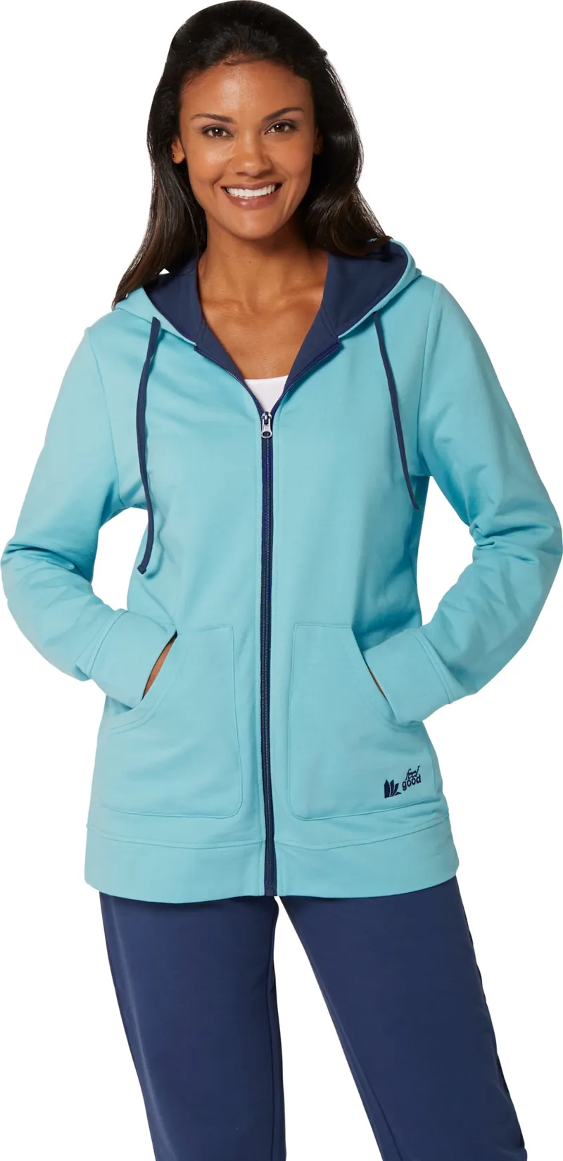 feel good Sweatjacke mint-jeansblau, Mint-jeansblau, – Produktbild 2 von 3