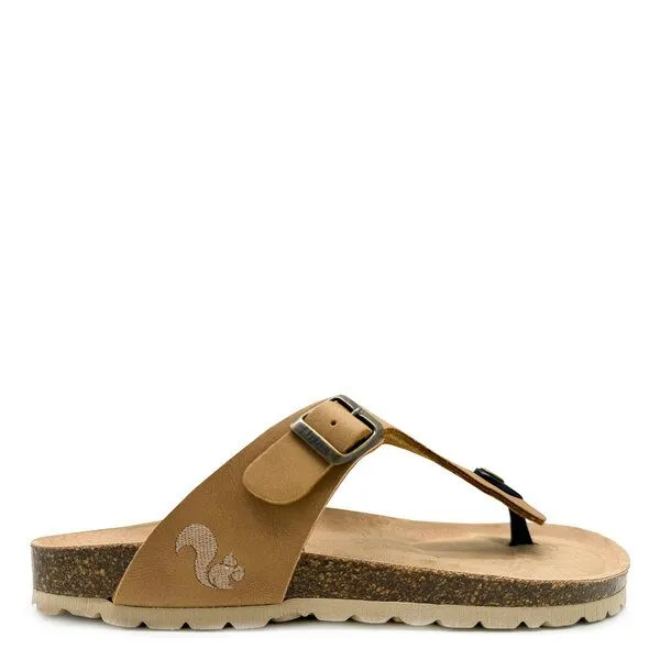 thies Vegane thies ® Eco Bio Thong Sandale aus rec. PET mit Kork-Tieffussbett, Cashew, – Produktbild 1 von 4