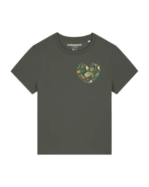 watapparel watapparel T-Shirt Frauen Gartenliebe, Khaki, – Produktbild 1 von 4
