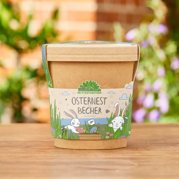 Die Stadtgärtner Die Stadtgärtner Osternest aus dem Becher I Ostergeschenk für Kinder I Geschenk für den Frühling und Garten I Osternest und Osterkörbchen I Ostergras – Produktbild 1 von 4
