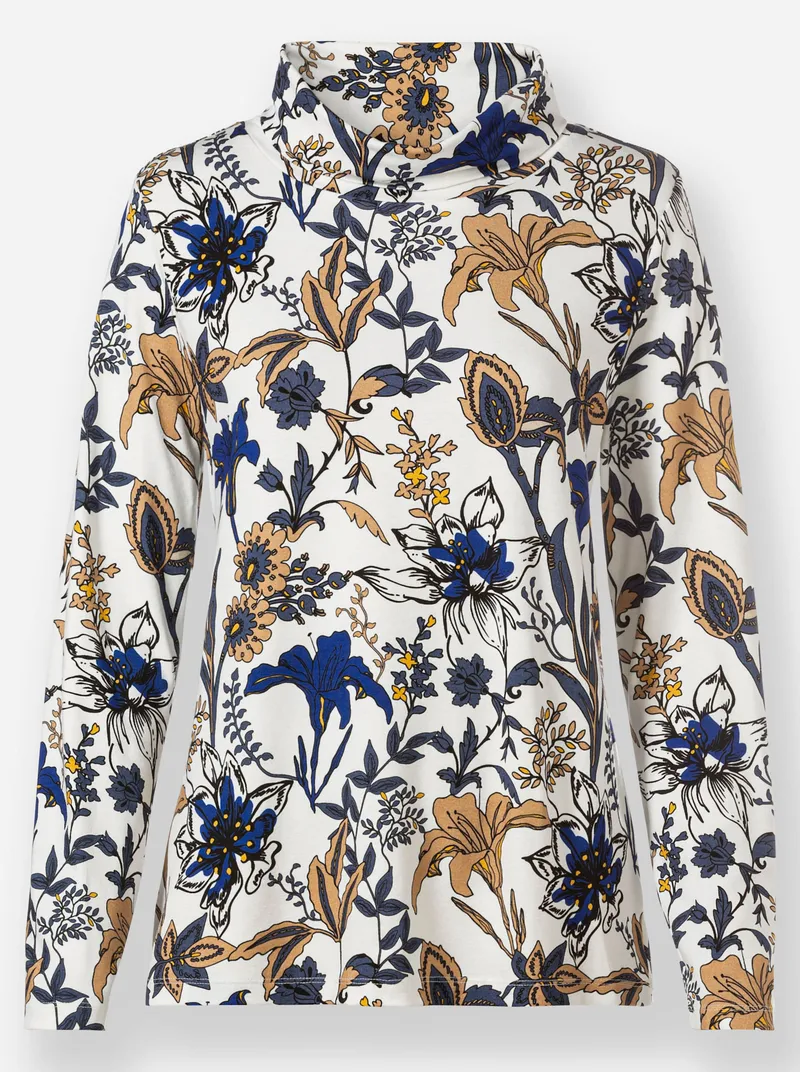 Witt Print-Shirt, Ecru-royalblau-bedruckt, – Produktbild 1 von 2