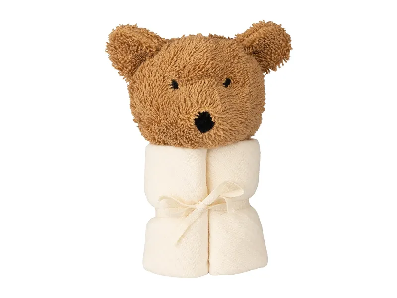 HANS NATUR HANS NATUR Kuscheltuch mit Teddykopf Bio-Baumwolle (kbA) Tuchmaße 40 x 40 cm, Braun, – Produktbild 1 von 2