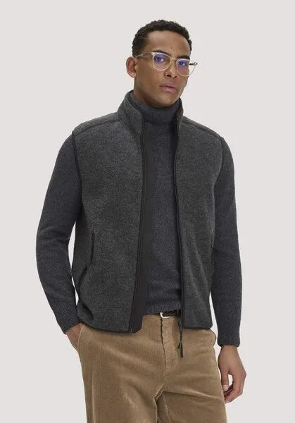 hessnatur hessnatur Wollfleece Weste Regular aus reiner Bio-Merinowolle, Anthrazit, – Produktbild 1 von 4