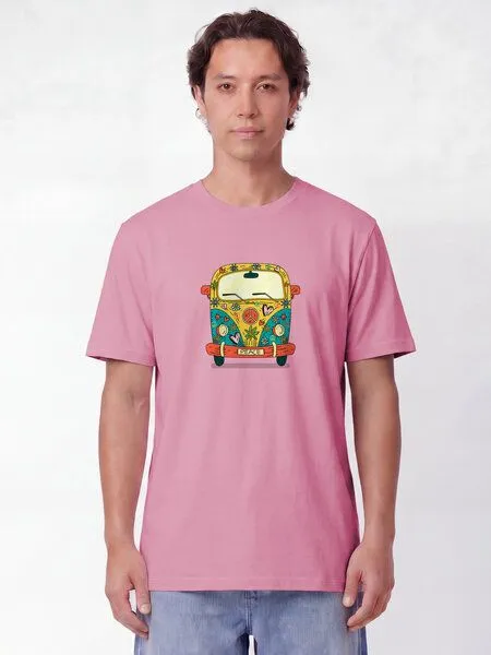 watapparel watapparel T-Shirt Unisex Hippies Bus, Bubble pink, – Produktbild 2 von 2