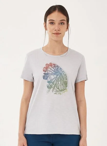 ORGANICATION ORGANICATION T-Shirt aus Bio-Baumwolle mit Riesenrad-Print, Cloud grey, – Produktbild 1 von 4