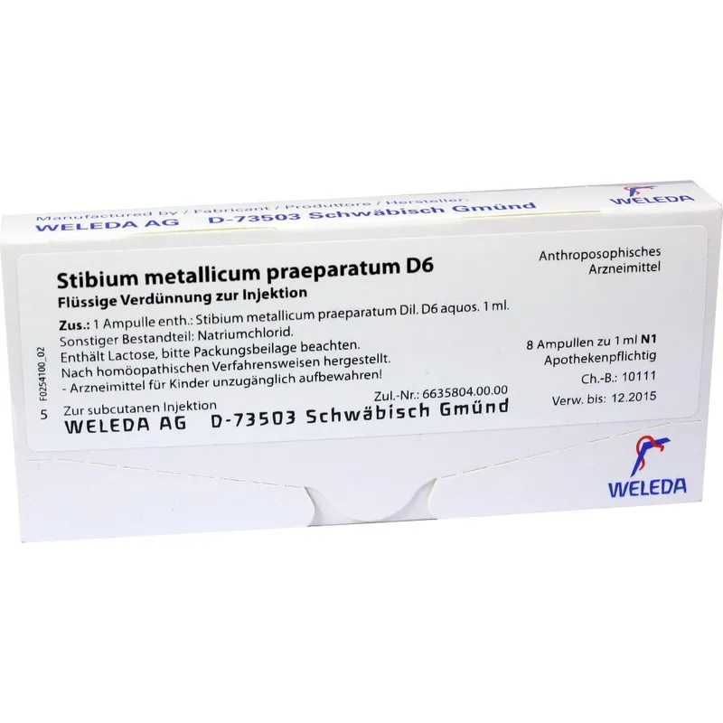 Weleda WELEDA STIBIUM METALLICUM PRAEPARATUM D 6 Ampullen 8X1 ml Ampullen – Produktbild 1 von 1