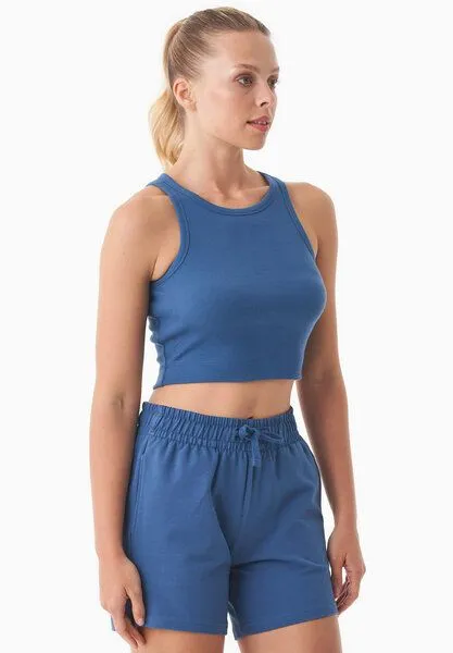 ORGANICATION ORGANICATION SONNIA | Cropped Rib Top aus Bio-Baumwolle, Light navy, – Produktbild 2 von 4