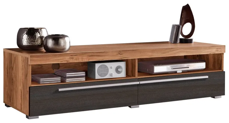OTTO home Lowboard Roger,Breite 140 cm, stilvolle TV-Kommode, inclusive Wandboard, TV-Schrank mit viel Stauraum, TV-Board, 2 Klappen, Braun, – Produktbild 3 von 5
