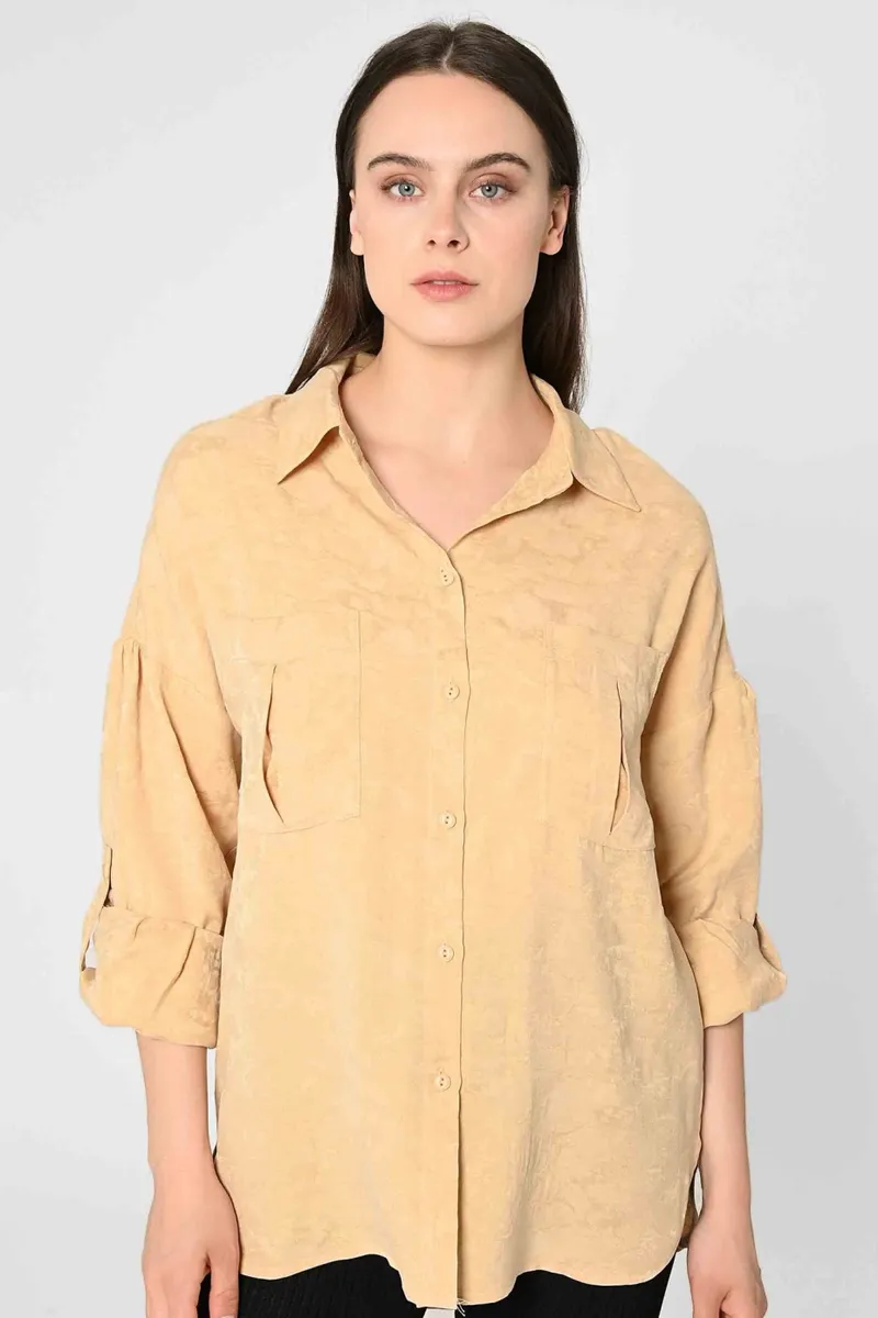 Lovjoi LOVJOI Damen vegan Bluse Mantari Brownsugar, Beige, – Produktbild 2 von 2