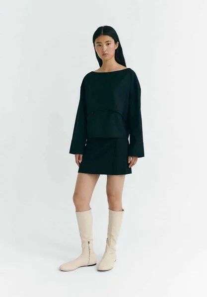 thinking mu thinking mu Bluse Marion aus 100% Wolle, Black (schwarz), – Produktbild 1 von 3