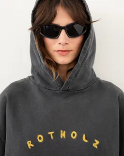 Rotholz Rotholz Damen vegan Hoodie Classic Logo Washed Schwarz – Produktbild 1 von 1