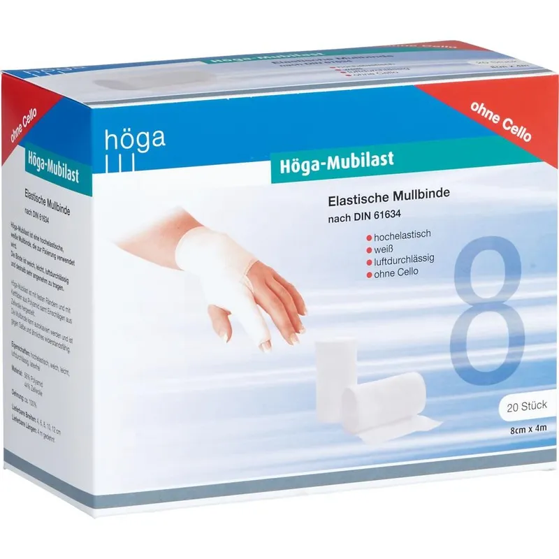 Höga-Pharm HÖGA MUBILAST Fixierbinde 8 cmx4 m o.Cellophan 20 St Binden – Produktbild 1 von 1