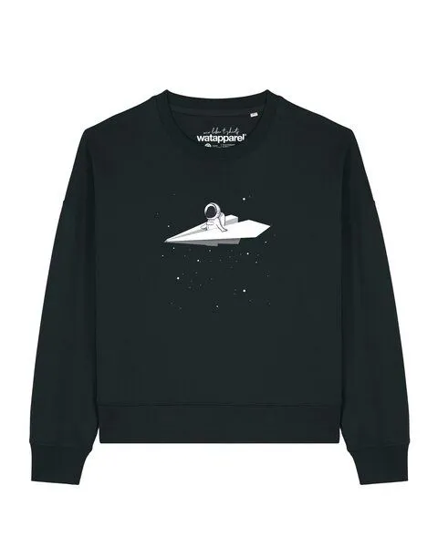 watapparel watapparel Sweatshirt Frauen Fly me to the moon, Black, – Produktbild 1 von 2
