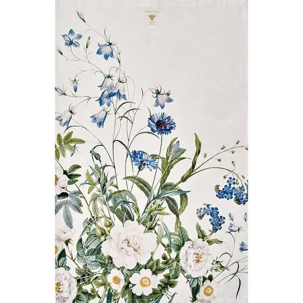 Koustrup Koustrup Blumenmotiv-Geschirrtücher aus 100% Bio-Baumwolle, 48 x 70 cm, Blue flower garden, – Produktbild 2 von 2