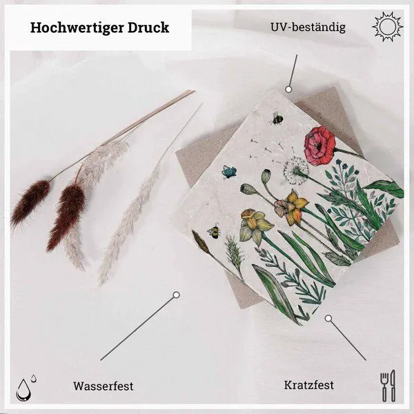 LIGARTI Fliesenuntersetzer »Blumenwiese« von LIGARTI | Design Untersetzer | Natursteinfliese – Produktbild 1 von 2