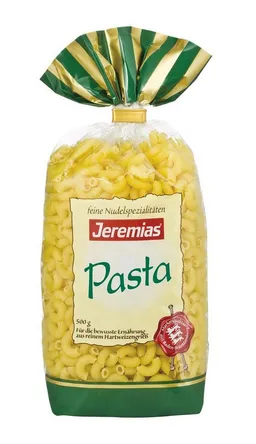 Jeremias Jeremias Nudeln, Jeremias Pasta Hörnchen Nudeln aus Hartweizengriess ohne Ei 500g – Produktbild 1 von 1