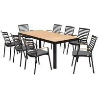 Gartenmöbel-Set "Portals" 8 Stühle, 1 Tisch 209 x 95, schwarz – Produktbild 1 von 1