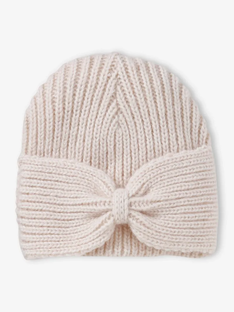 Vertbaudet Mädchen Mütze aus Rippenstrick, Beige meliert, – Produktbild 2 von 4