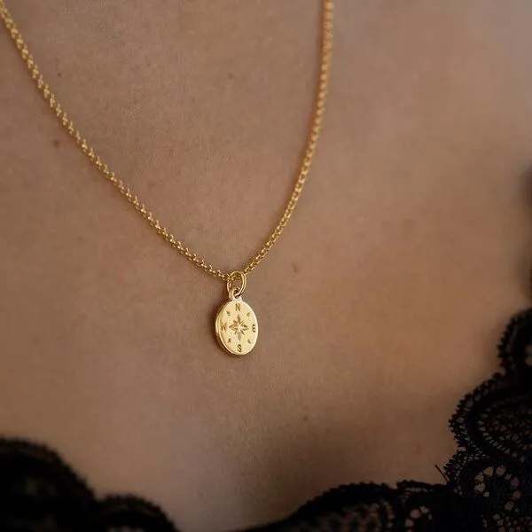 MOANINA MOANINA Kette Kompass - 925 Silber/18k Gold Vermeil - 3 Längen, Rose, – Produktbild 2 von 3
