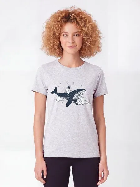 watapparel watapparel T-Shirt Frauen Spacewhale, Cool heather grey, – Produktbild 2 von 2