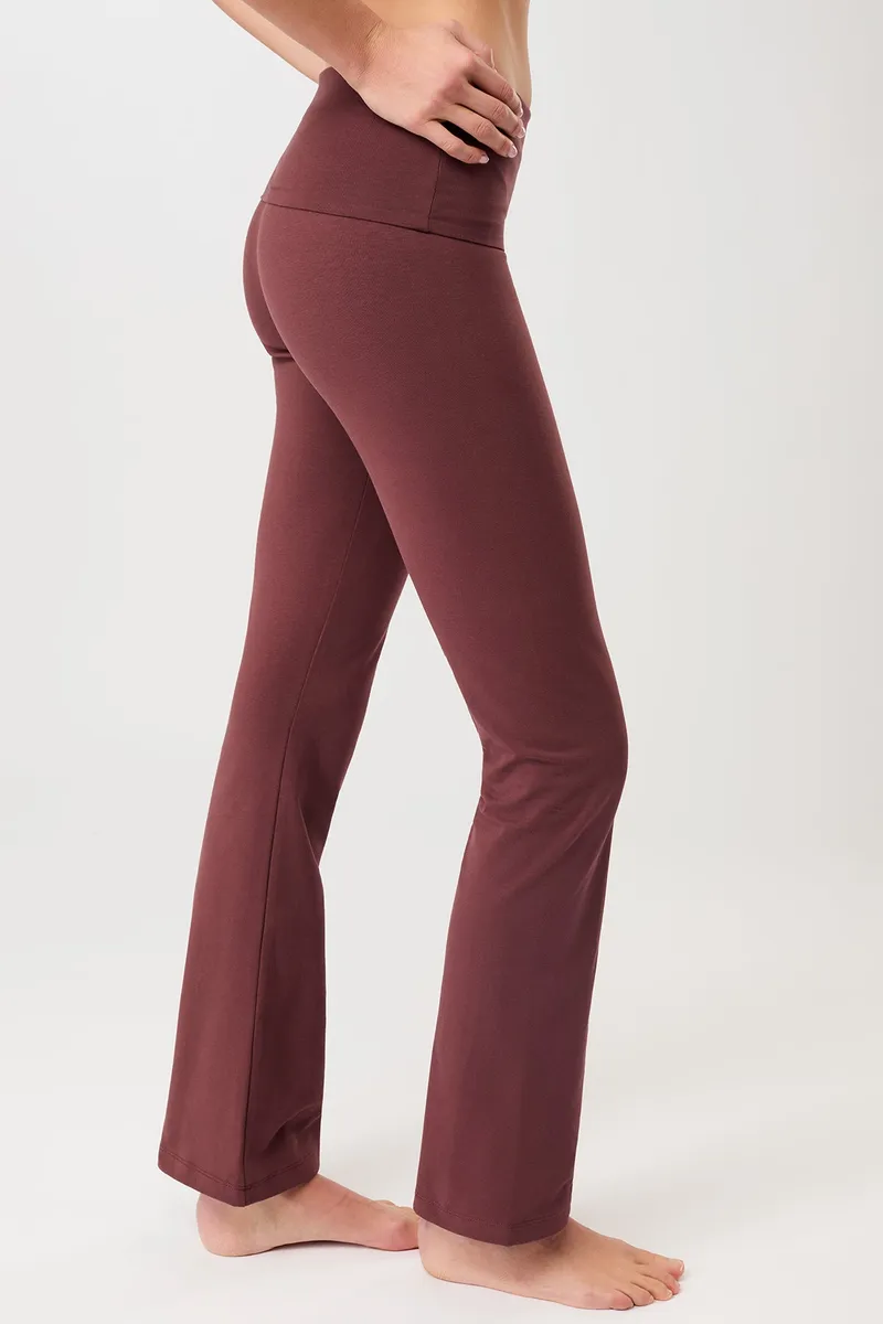mandala MANDALA Damen vegan Hose Classic Rolldown Rosewood, Dunkelrot, – Produktbild 2 von 2
