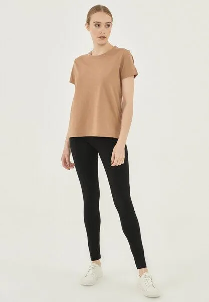 ORGANICATION ORGANICATION Damen Basic T-Shirt aus Bio-Baumwolle, Light brown, – Produktbild 2 von 4