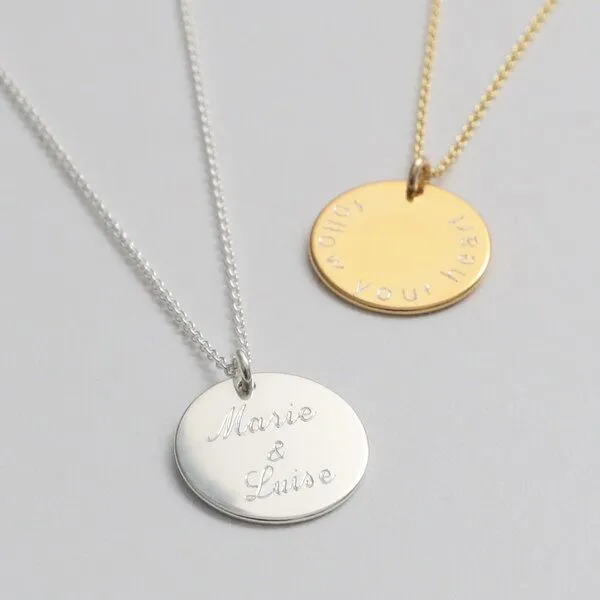 BELLYBIRD Jewellery BELLYBIRD Jewellery Personalisierte Gravurkette - Plättchen, Name, 15,5 mm/ Silber/ Silber vergoldet, Silber, – Produktbild 1 von 4