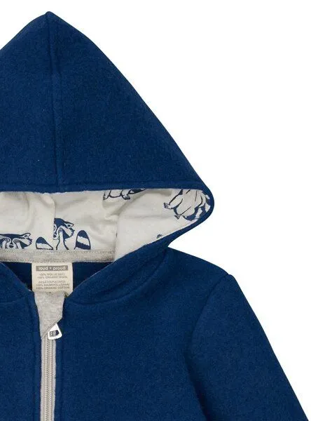 loud + proud loud + proud Babys & Kinder Wollfleece-Jacke mit Kapuze, GOTS-zertifiziert, Ultramarine(blau), – Produktbild 3 von 4