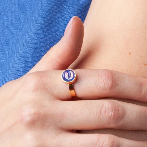 ALEXASCHA ALEXASCHA Größenverstellbarer Ring mit Stein, Nachtblau, – Produktbild 3 von 4