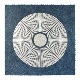 Veskor Cassiopeia Veskor Cassiopeia CENTRAL SUN Sonnen Linoldruck | 22 × 22 cm | Silber auf Indigoblau – Produktbild 1 von 1