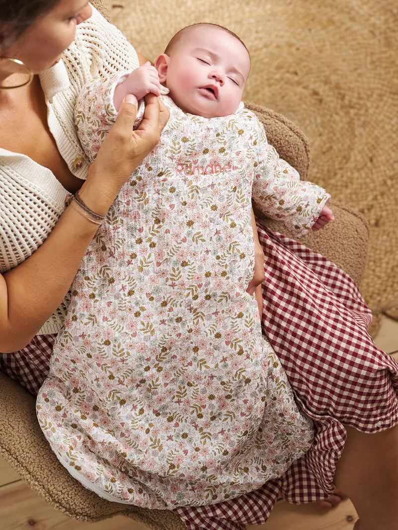 Vertbaudet Baby Winterschlafsack FLORA mit abnehmbaren Ärmeln TOG 3 personalisierbar, Weiß bedruckt, – Produktbild 1 von 4