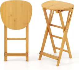 KOMFOTTEU Barhocker Barstuhl (2er Set), Klapphocker aus Bambus, bis 150kg Belastbar – Produktbild 1 von 1