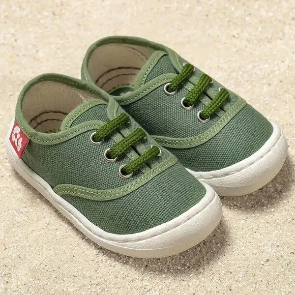 Pololo Pololo leichter Sommersneaker "Pepe" aus Baumwolle (Bio kbA), Größen 20-27, Grün, – Produktbild 1 von 4