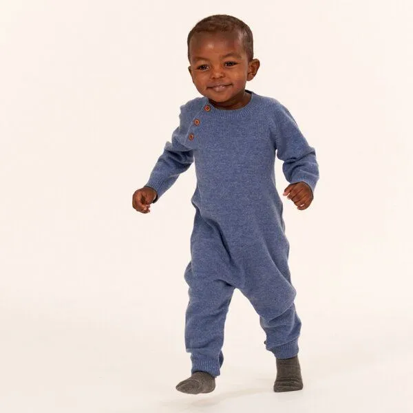 Sense Organics Sense Organics Baby Strampler aus Merinowolle, Modell ESKE, Denimblau melange, – Produktbild 2 von 4