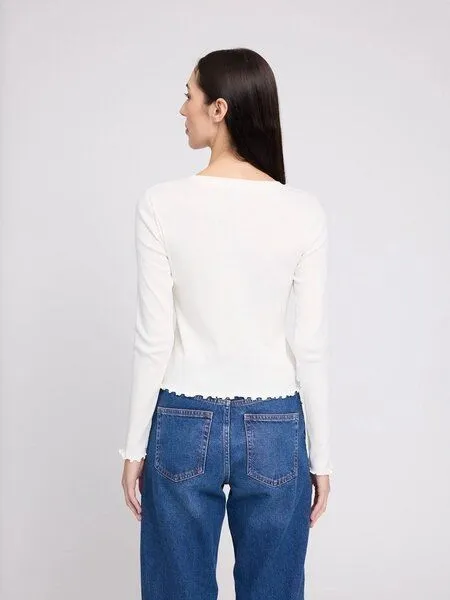 Mazine Mazine Babylock Hems Longsleeve - aus Bio-Baumwolle, Offwhite (weiss), – Produktbild 2 von 3
