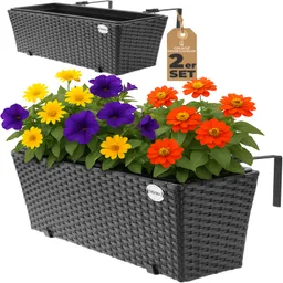 Casaria® Polyrattan Blumenkasten 2er-Set Schwarz – Produktbild 1 von 1