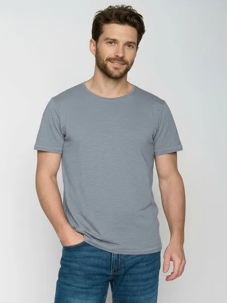 GreenBomb GREENBOMB Basic Spice - Sportliches T-Shirt aus Bio-Baumwolle / GOTS / Fair & Vegan, Lila (sea smoke), – Produktbild 1 von 4